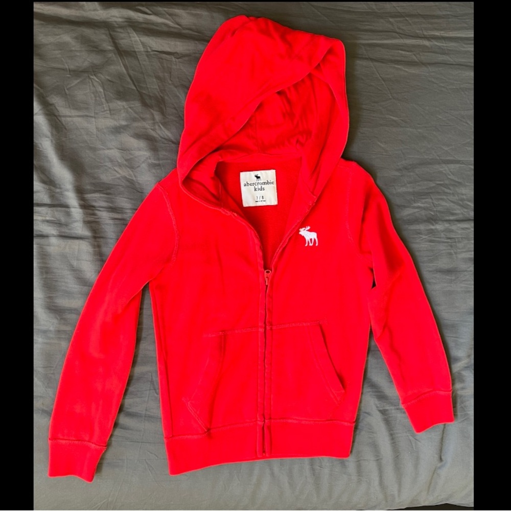 Kids Abercrombie & Fitch Lightweight Zip up Hoodie Red Sz 7/8 New Without Tag!